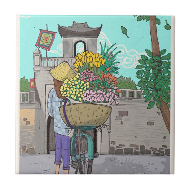 Carreau Flower Seller Street Hawker Hanoi Vietnam (Devant)