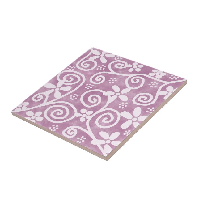 Carreau Flowers Swirls Dusty Pink White Pattern Whimsical (Côté)