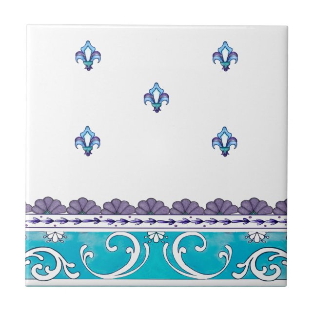 Carreau Fluer De Lis Blue Swirl Design (Devant)