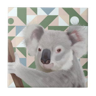 Carreau Fluffy Koala Green Arrière - plan géométrique