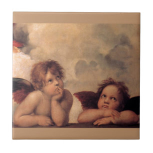 Carreau foi ange Raphael vintage vieille peinture bénédict
