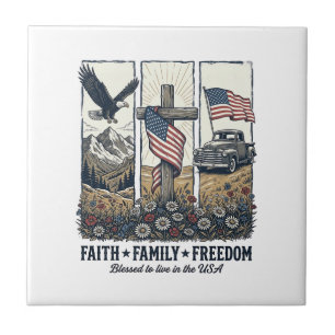 Carreau Foi Famille Liberté Aigle Patriotique Vintage