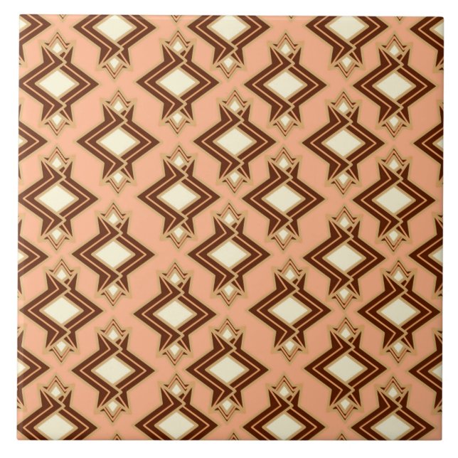 Carreau Fond d'écran Art Déco Motif, corail et Brown (Devant)