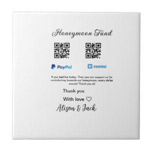 Carreau Fonds de lune de miel venomo paypal don Q R couple