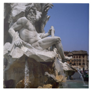 Carreau Fontaine des Quatre-Fleuves, place Navone, Rome,