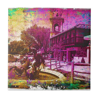 Carreau Fontaine vintage Neptune Colorful Grunge