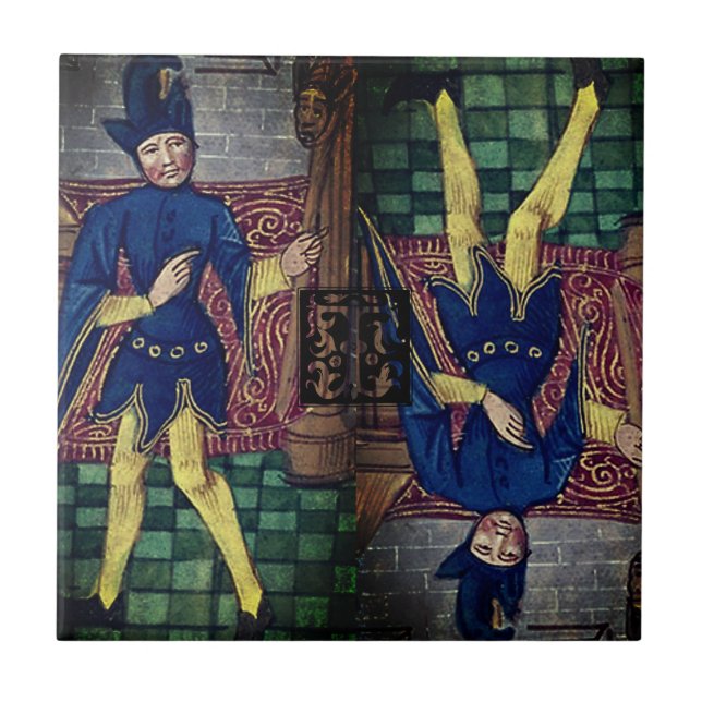 Carreau Fool De Tarot Arcana Majeur À L'Inverse Initiale T (Devant)