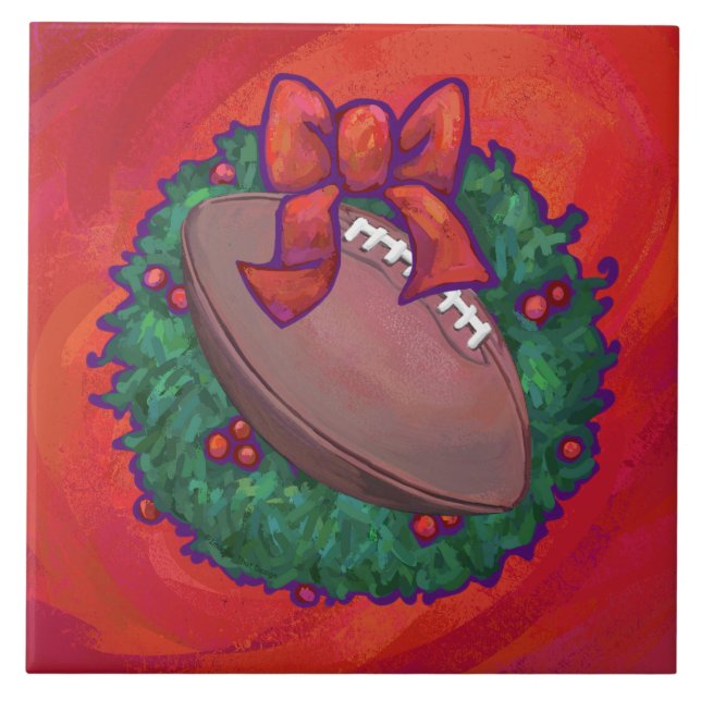 Carreau Football de couronne de Noël en rouge (Devant)