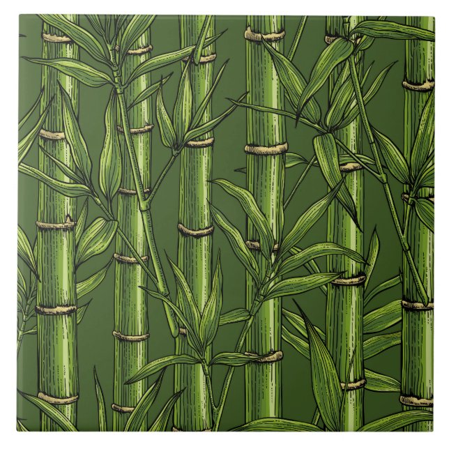 Carreau Forêt de bambou en vert (Devant)