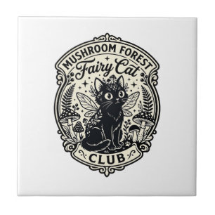 Carreau Forêt de champignons Fée Chat Drôle Chat Graphique