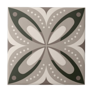Carreau Formes circulaires rétro beige et marron