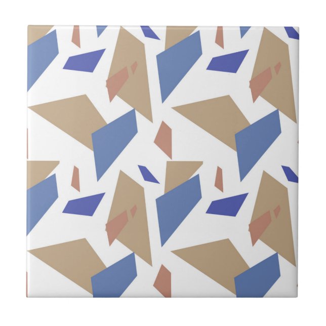 Carreau Formes géométriques Brown de sable bleu Motif sans (Devant)
