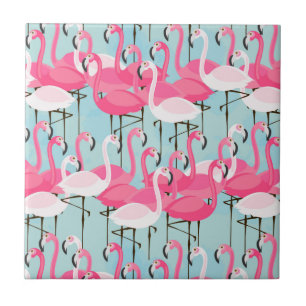 Carreau Foule rose et blanche des Flamants roses