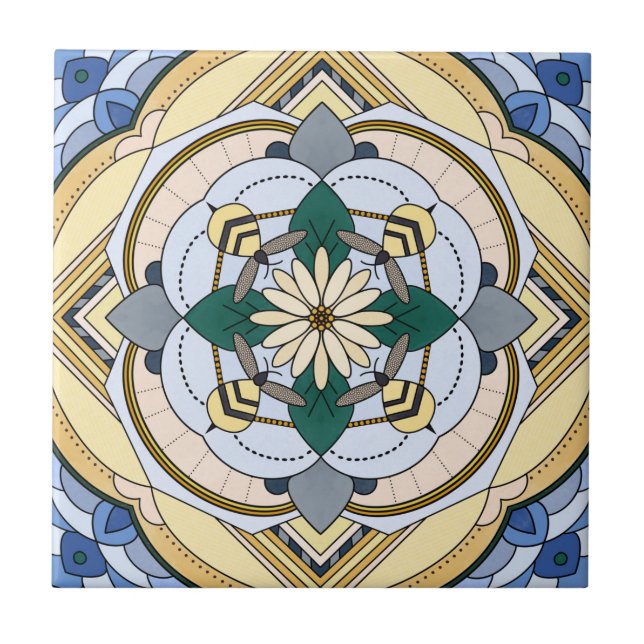 Carreau Four Bee Floral Mandala (Devant)
