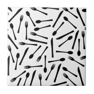 Carreau Fourche À Couteau Et Arrière - plan À Cuillère