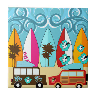 Carreau Fourgons hippies surfants sans valeur de plage de