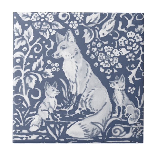 Carreau Fox Famille Bleu Blanc Forêt Denim (Devant)