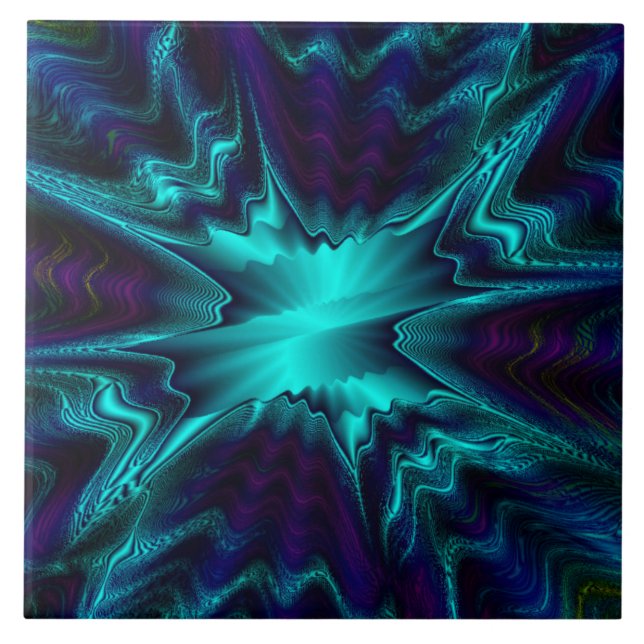 Carreau fractal bleu cobalt (Devant)