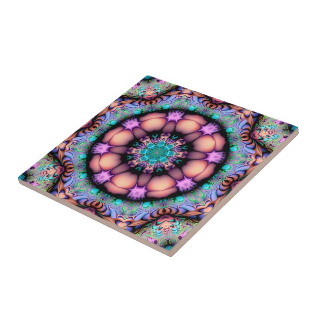 Carreau Fractal Mandala Floral Psychedelic (Côté)