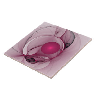 Carreau Fractal, moderne Berry Abstrait Art rose