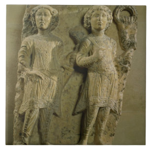 Carreau Fragment d'une plaque de bas-soulagement