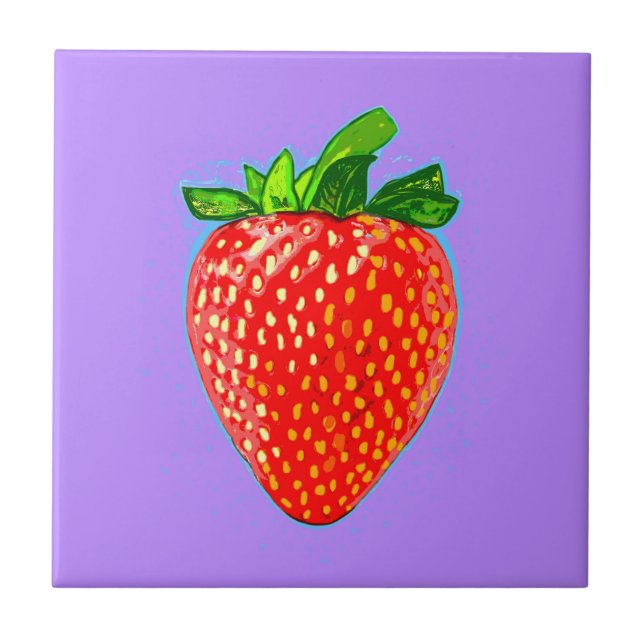 Carreau Fraise juteuse en style pop art (Devant)