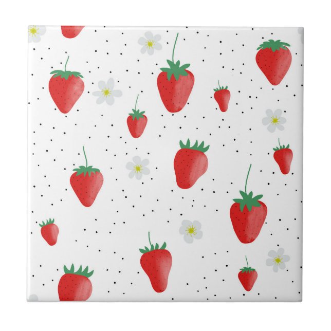 Carreau Fraises et fleurs d'été mignonnes (Devant)