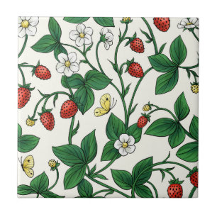 Carreau Fraises sauvages rouge/jaune/vert/blanc cassé