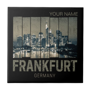 Carreau Francfort Allemagne Skyline Retro Souvenir Vintage