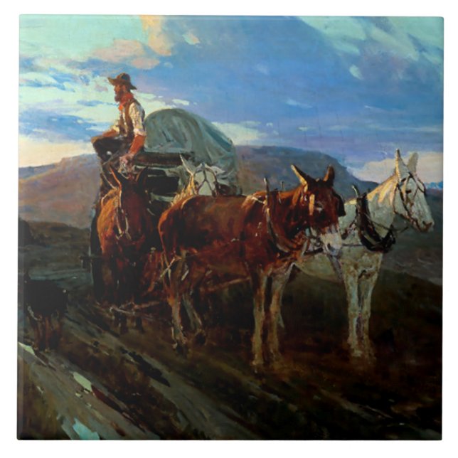 Carreau Frank T Johnson Western Art "California Ou Oregon" (Devant)