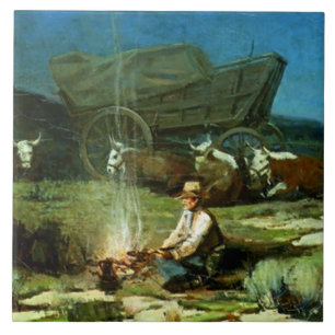 Carreau Frank Tenney Johnson Western Art "Lonely Night"