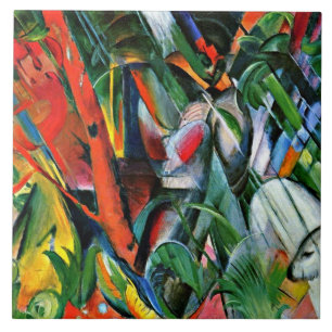 Carreau Franz Marc célèbre peinture, In the Rain,