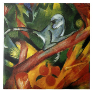 Carreau Franz Marc - Le Singe, célèbre peinture,