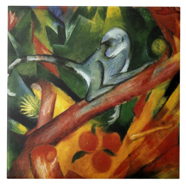 Carreau Franz Marc - Le Singe, célèbre peinture, (Devant)