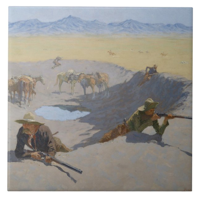 Carreau Frederic Remington - combat pour le point d'eau (Devant)