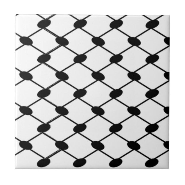 Carreau Free Palestine Keffiyeh motif noir et blanc (Devant)
