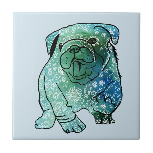 Carreau French Bulldog Art Mandala Carrelage photo en céra (Devant)