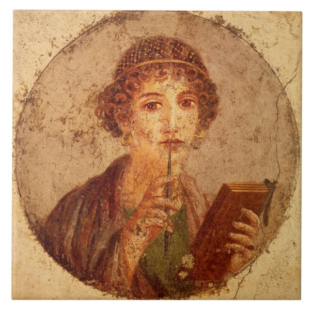 Carreau Fresco of sappho in Pompeii (Devant)
