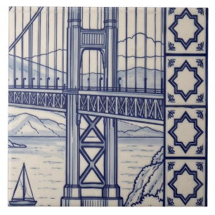 Carreau Fresque azulejo de San Francisco 4 sur 6 milieu dr