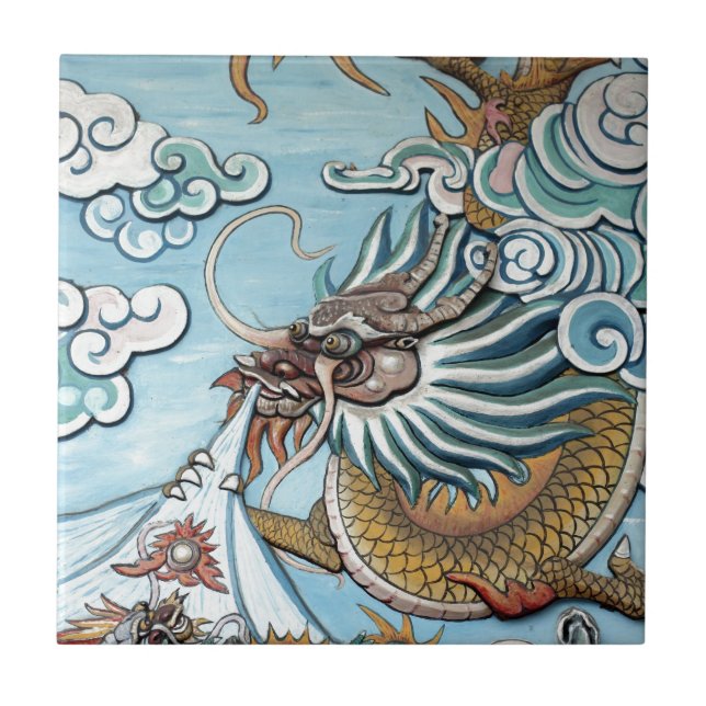 Carreau Fresque de dragon dans le temple bouddhiste chinoi (Devant)