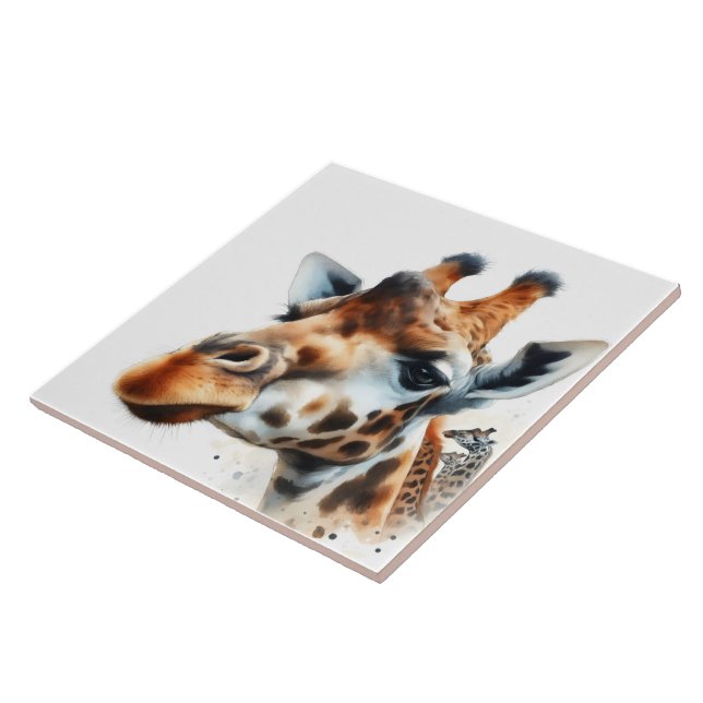 Carreau Fresque moderne de Giraffe aquarelle (Côté)