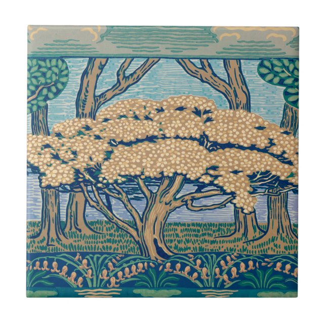Carreau Frise d'arbre de mai, conçue par la grue 1896 de (Devant)