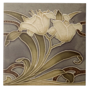 Carreau Frontière Art Nouveau Lillies (Neutres) de Repro 
