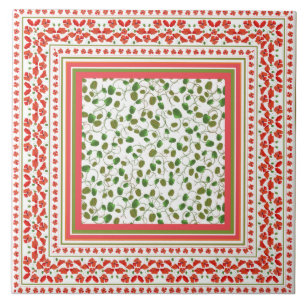 Carreau Frontière décorative de pavot, bourgeons de pavot,