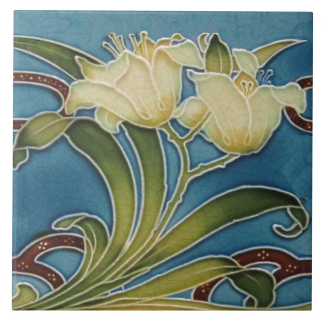 Carreau Frontière Lily Art Nouveau de Repro Minton Chine (Devant)