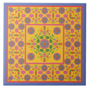 Carreau Frontière Motif Florale Rangoli, Carrelage en céra