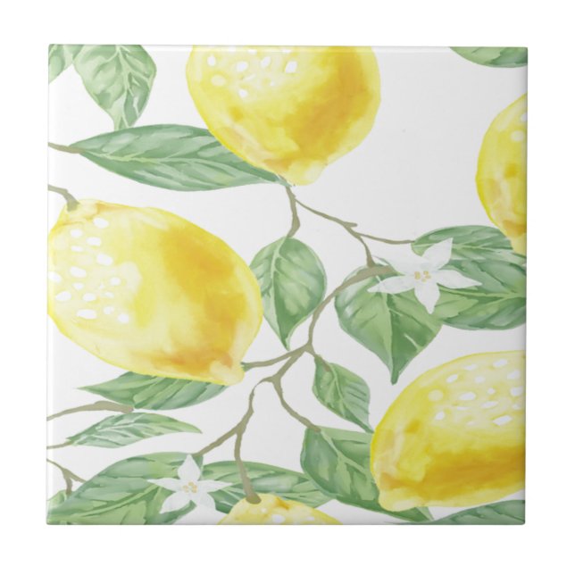 Carreau Fruit de citron de jaune de vert de feuille de (Devant)