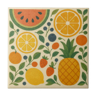 Carreau Fruit de jardin rétro - Aquarelle Vintage