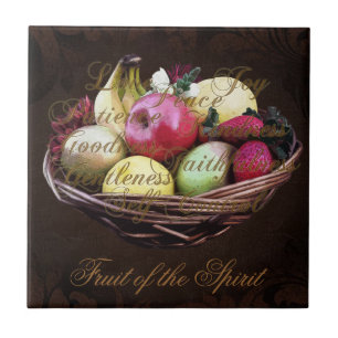 Carreau Fruit de l'esprit, panier Brown peint