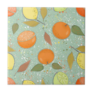 Carreau Fruit motif aux citrons, oranges